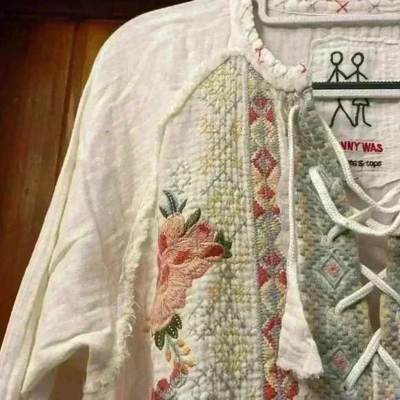 Johnny Was For Sundance Joanne Gauze Embroidered Blouse -Boho. Size Small - Picture 6 of 9